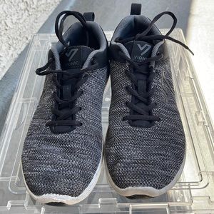 Vionic gray and black tennis shoes.
